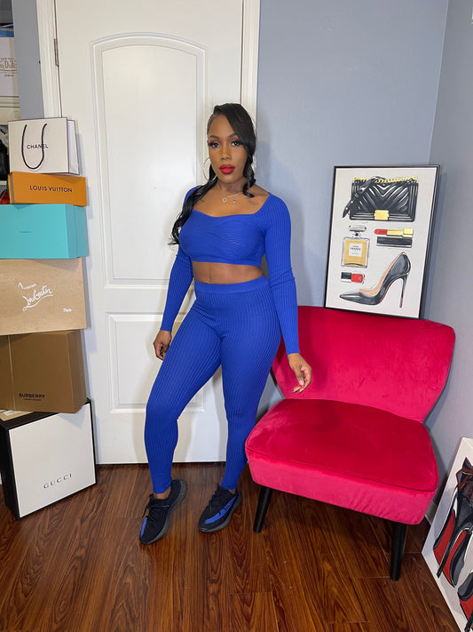 Ribbed Lounge Set- Royal